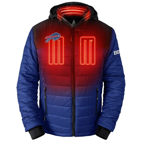 Men's ActionHeat Black/Royal Buffalo Bills 5V Battery Heated Colorblock Full-Zip Puffer Jacket