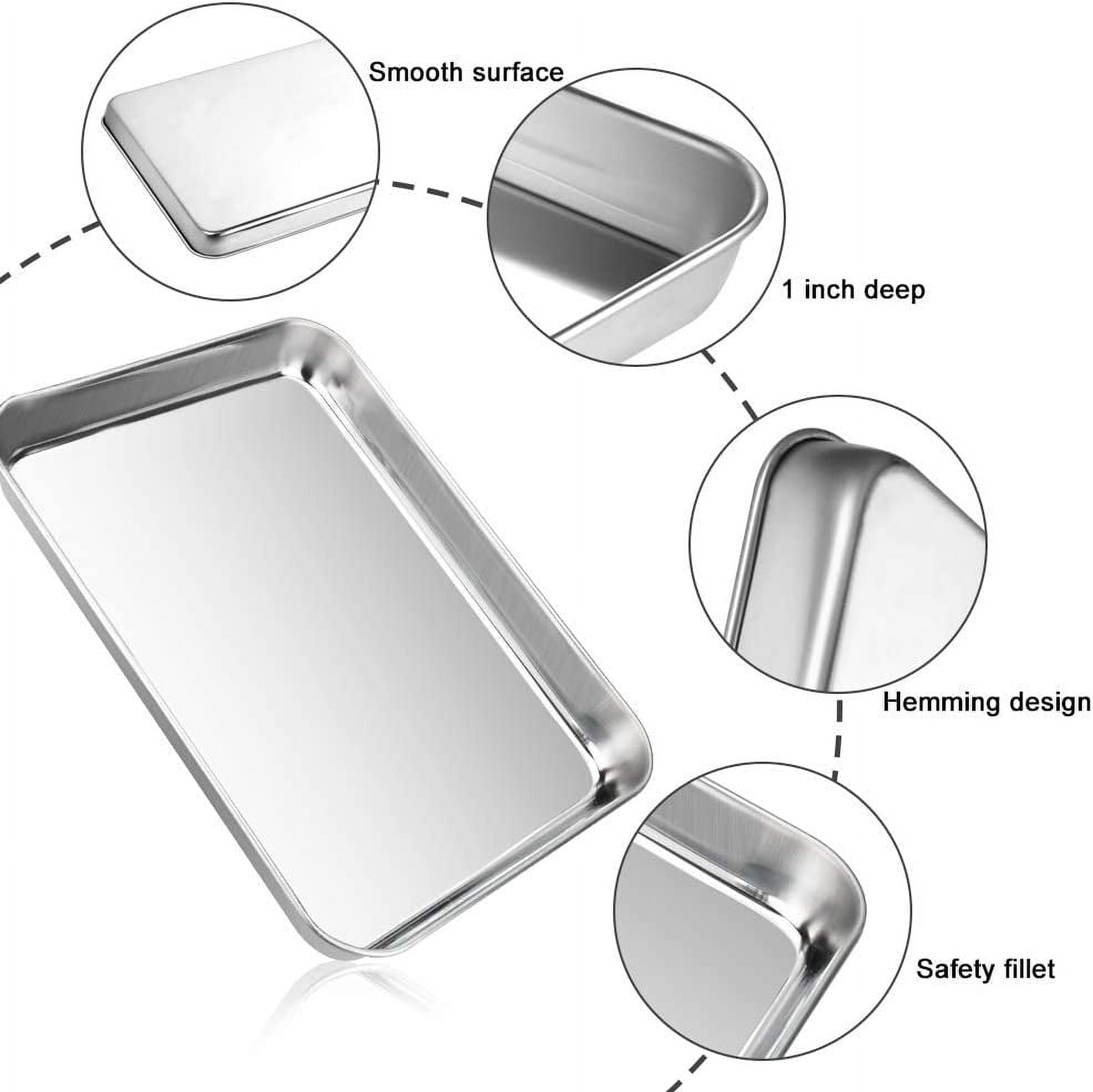 Baking Sheet Cookie Sheet Set of 3, Topboutique Stainless Steel Baking Pans Tray, Non Toxic & Healthy, Mirror Finish & Rust Free, Easy Clean & Dishwasher Safe （10"+12"+16"）Perfect for Christmas