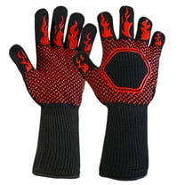 Beaupretty kitchen oven mitts with silicone heat resistant features in Black Red 1 Pair