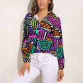 thumbnail image 3 of Retro 80s Pop Art Long Sleeve Blouse Woman Streetwear Casual Shirts Summer Oversize Woman Streetwear Clothing Birthday Present, 3 of 7