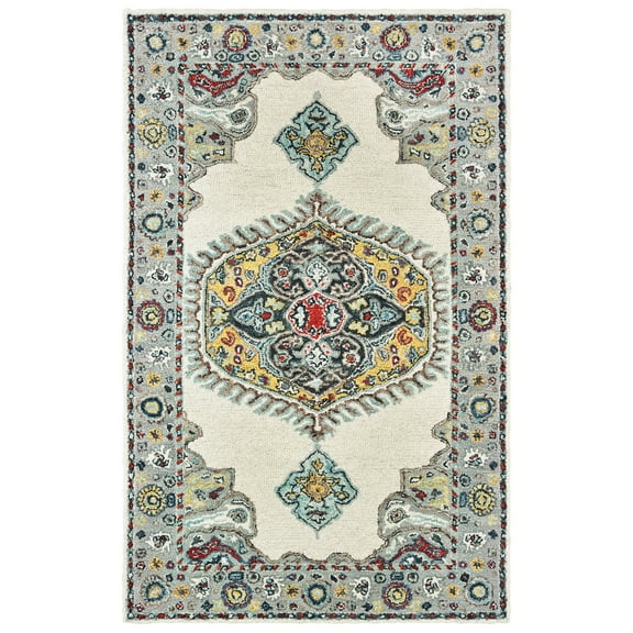 Moretti Avant Area Rug 75505 Ivory Bordered Bulbs 8' x 10' Rectangle