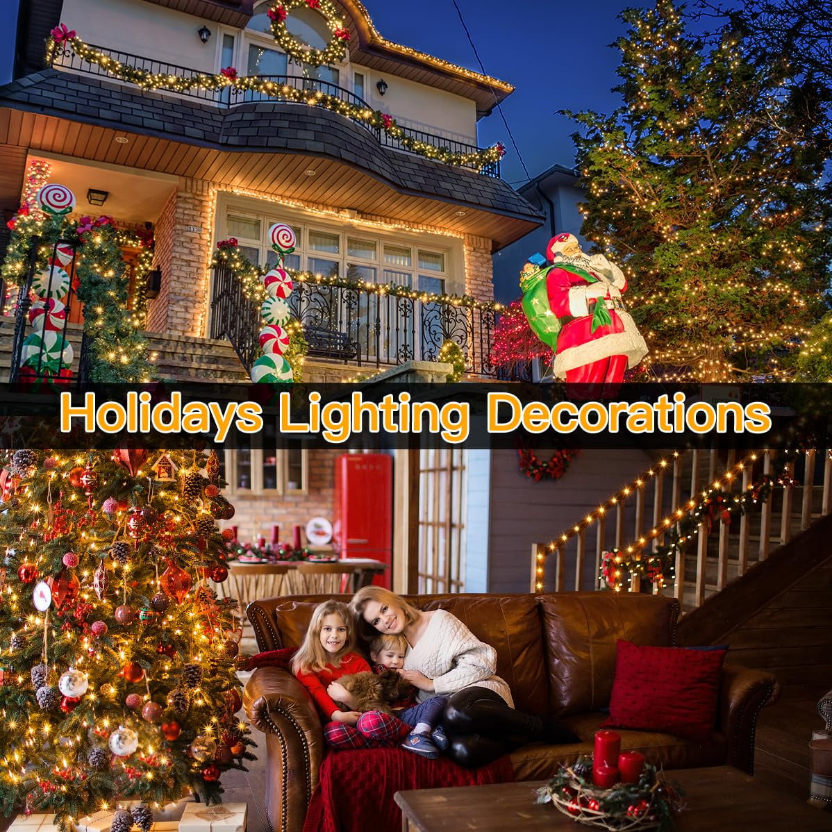 BOPORO Christmas Lights, 164 FT 500 LED Outdoor Waterproof Christmas Tree Lights with 8 Modes Remote Timer, Fairy Lights for House Yard Outside Indoor Xmas Decorations Warm White
