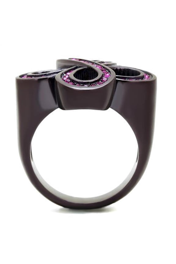 TK2763 - IP Dark Brown (IP coffee) Stainless Steel Ring with Top Grade Crystal in Fuchsia