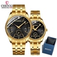thumbnail image 2 of Gift Box Watches CHENXI Fashion Date Golden Quartz Wrist Watch for Men Women Waterproof Stainless Steel Watch with Luminous, 2 of 7