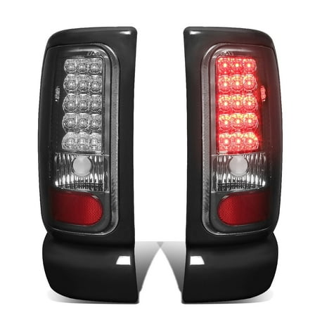 DNA Motoring For 94-02 Dodge Ram 1500 2500 3500 LED Tail Light Brake Lamps Pair Chrome Smoked