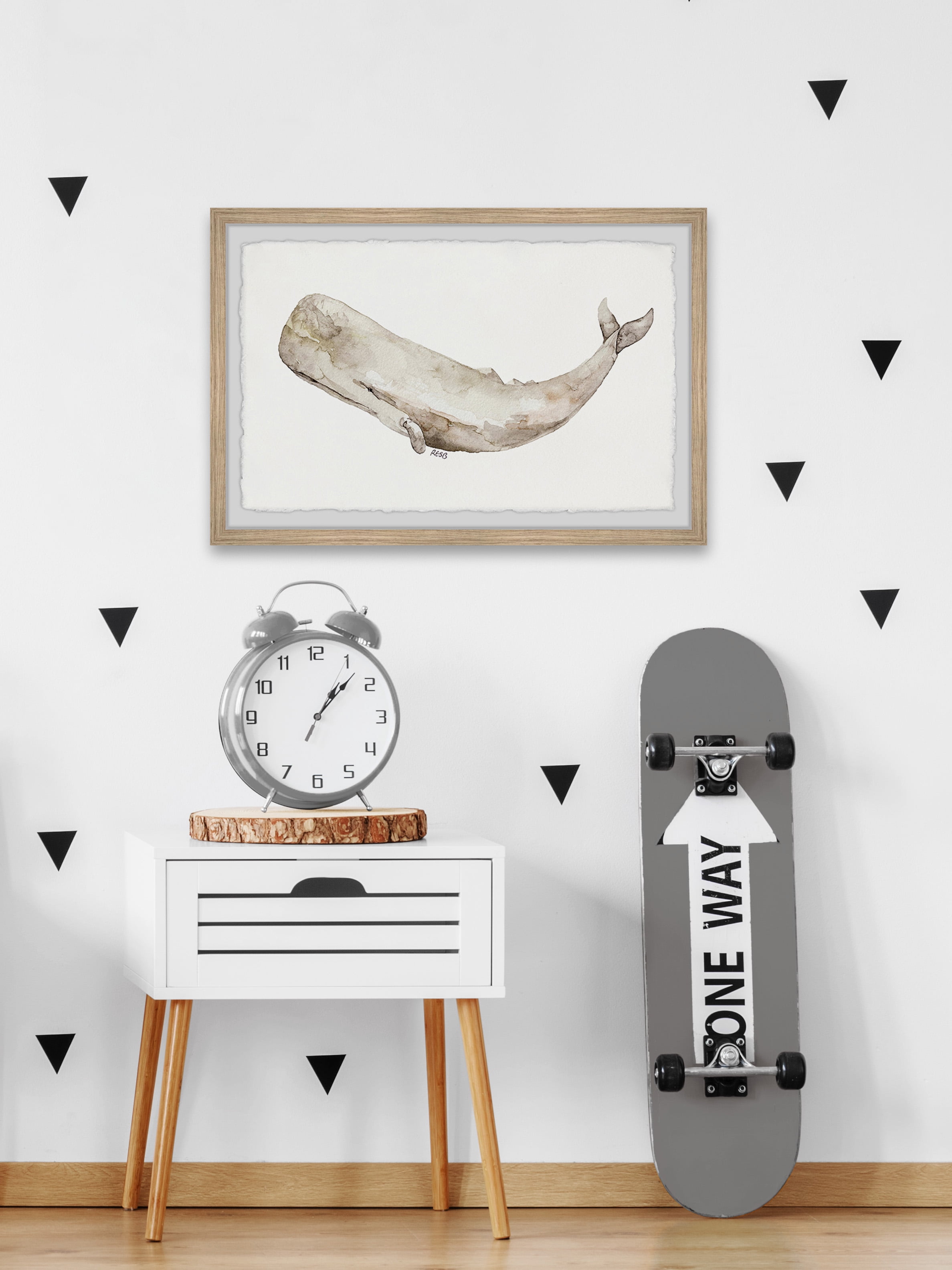 Marmont Hill Stone-Like Whale By Rachel Byler Framed Wall Art, 30" x 1.5"