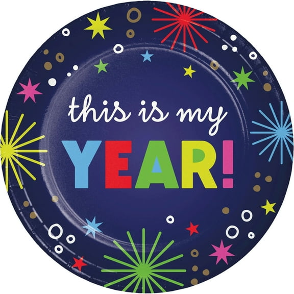Beaming "This is My Year" New Years 8 Ct 7" Dessert Cake Plates
