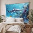 thumbnail image 3 of Shark Coastal Large Tapestry for Bedroom Wall Hanging Tapestry, Summer Beach Coral Ocean Nautical Ceiling Backdrop Tapestries Poster Blanket Wall Decor for Teens Room Living Room Dorm 85" x 90", 3 of 8