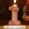 thumbnail image 3 of Daisy Crown Number Candle, Purple & Silver Glitter Number 1 Birthday Candle With Rhinestone Crown & Daisy, Cake Topper for Princess Birthday Party Decorations, Crown O Number 1, 3 of 6
