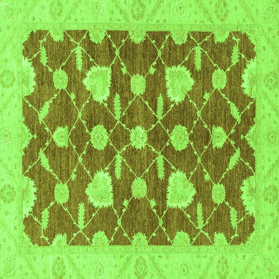 Ahgly Company Indoor Square Abstract Green Modern Area Rugs, 4' Square