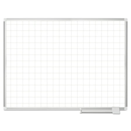 Plus Magnetic Total Erase Porcelain - MasterVision Grid Platinum Plus Magnetic Porcelain Dry Erase Board, 48x36, 2x2 Grid, Aluminum