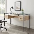 thumbnail image 2 of Contemporary 56" Glass Top 2-Tier Executive Desk in Birch, 2 of 5