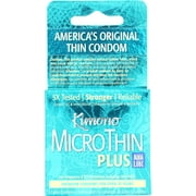 Kimono Microthin Original Thin Condom Plus Aqua Lube Premium, Stronger 3 Latex Condoms