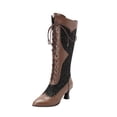 thumbnail image 2 of Styesk Bottes pour Femmes Grandes Bottes d'Automne/hiver pour Femmes à Lacets Contrastés Bottes à Lacets Mutuels à Talons Hauts Bottes de Travail pour Femmes, 2 of 6