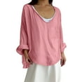 thumbnail image 3 of Women's Cotton Dress Shirt Long Sleeve Loose Fit Comfort Plus Size Top, 3 of 8