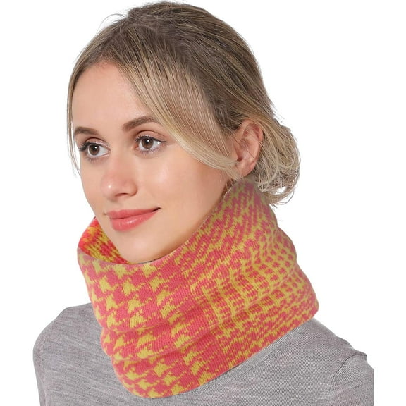 Yanyanz Neckerchief for Men, Neck Warmer Men Neck Gaiter Women Scarf Winter Double Layer Thick Knit Circle Loop Scarf Warm Windproof, Neckerchiefs Pink One Size