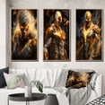 thumbnail image 1 of Designart "Fierce Superhero Valor Unleashed" Superheros Framed Wall Art Set Of 3 - Yellow Superheros Frame Canvas Set For Living Room Decor, 1 of 6