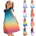 thumbnail image 1 of Girls Summer Sundress Summer Gradient Dress Sleeveless Casual Sundress with Ruffle Sleeves Soft and Breathable Fabric for Kids ,Sie:150, 1 of 8