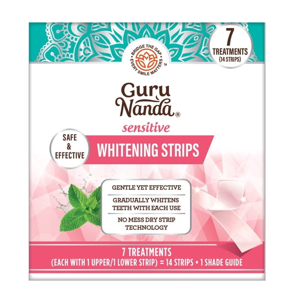 GuruNanda Sensitive Teeth Whitening Strips, 7-Day Treatment, Dry Strip Technology, Gentle on Teeth