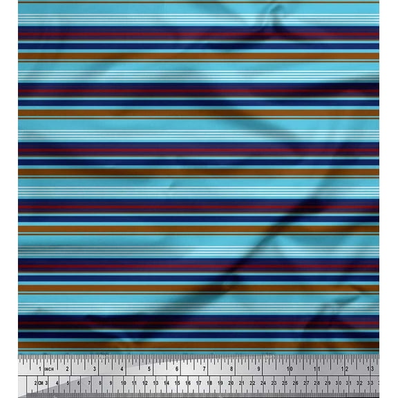 Soimoi Cotton Voile Fabric Horizontal Stripe Print Fabric by The Yard 42 Inch Wide