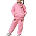 thumbnail image 5 of Tiweut Girls 2pcs Outfits Winter Lined Bow Print Hoodie and Joggers Tracksuit Cloth Suit,4-5 Y, 5 of 7