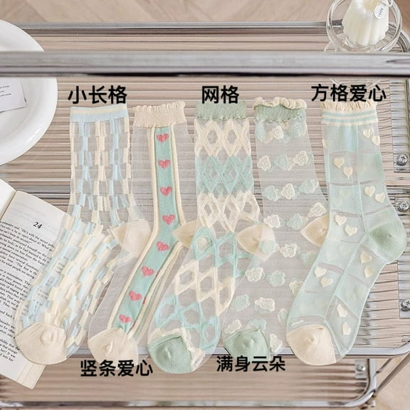 Nvzi -b 5 Pairs Women's Thin Cotton Socks,Soft Cotton Bootie Socks Women Above Ankle Crew Socks (5 colors)