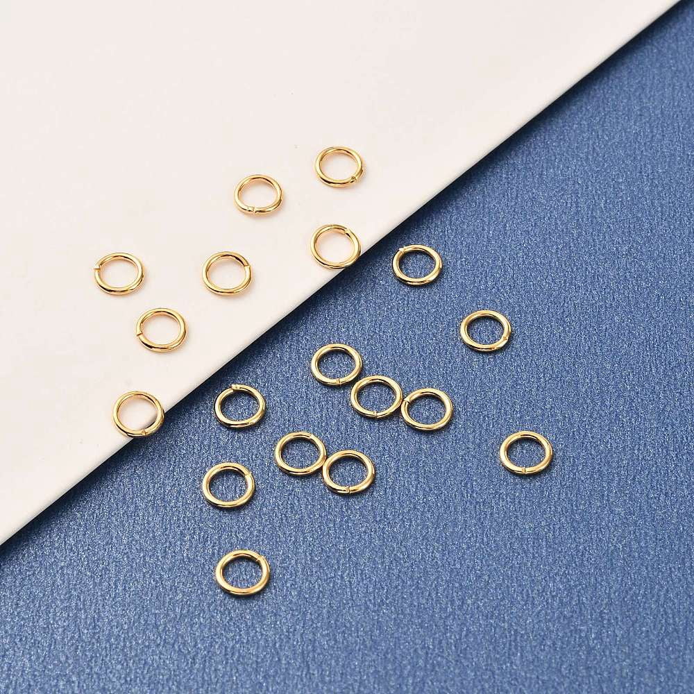 1000 pc Brass Open Jump Rings Long-Lasting Plated Round Real 18K Gold Plated 21 Gauge 5x0.7mm Inner Diameter: 3.6mm