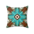 thumbnail image 4 of Boho Southwest Turquoise Brown Square Pillow, Eclectic Home Decor, Throw Cushion, Bohemian Accent Pillow, Tribal Decorative, 4 of 9