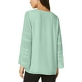 thumbnail image 2 of Alfani Womens Layered Sleeve Pullover Blouse, Green, Medium, 2 of 2