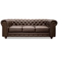 thumbnail image 1 of Sofá de de Piel Genuina Clásico Capitonado, 3 plazas, Modelo Chesterfield P/V, Color Chocolate, Elegante, cómodo y Moderno, Hecho en Mexico. Medidas 220 X 90 X 80 cm., 1 of 6