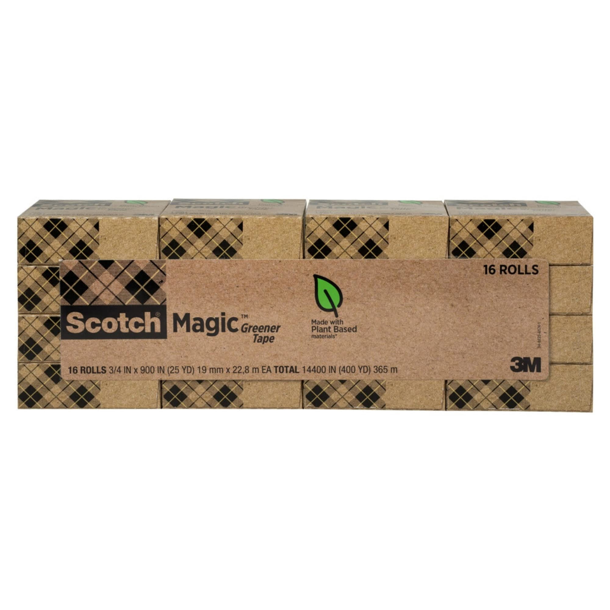 Scotch 812-16P 1 in. Core 0.75 in. x 75 ft. Magic Greener Tape - Clear (16-Piece/Pack)