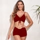 thumbnail image 3 of Traje de baño vintage de dos piezas para mujer, traje de baño retro con cuello halter fruncido, bikini de cintura alta con parte inferior, 3 of 5