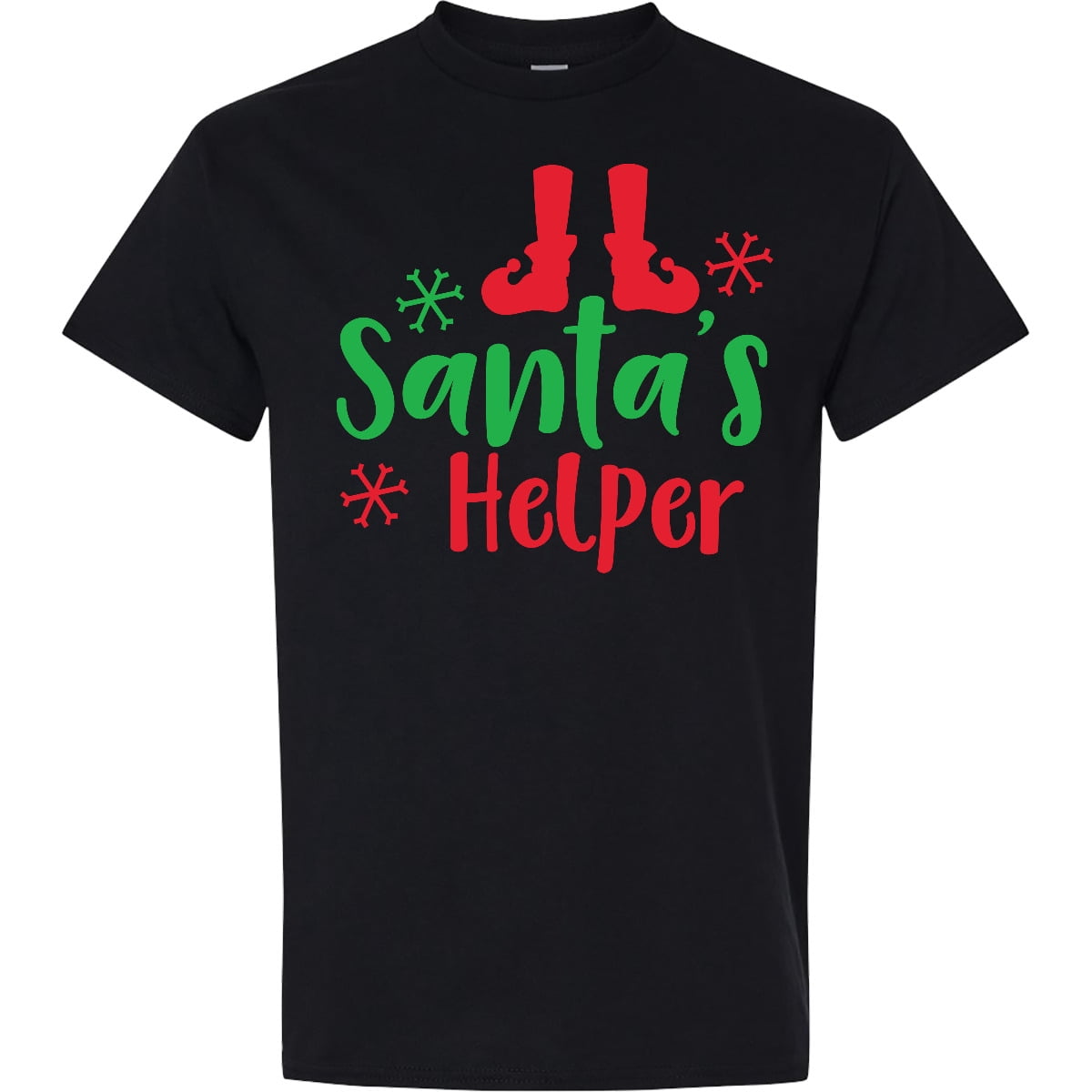 Inktastic Santa's Helper, Elf Shoes, Snowflakes, Christmas T-Shirt