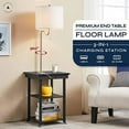 HBBOOMLIFE Ava End Table with Lamp Attached Desk Lamp with USB and
