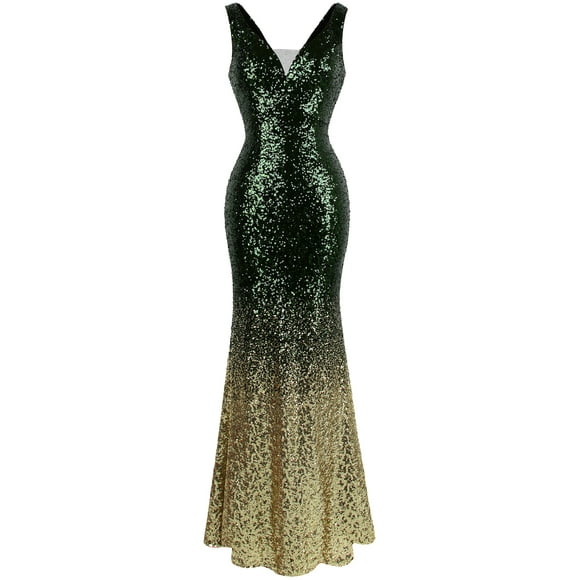 Angel fashions Women's V Neck Glitter Sequin Gatsby 20s Flapper Evening Dress XXLarge