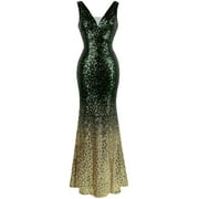 Angel fashions Women's V Neck Glitter Sequin Gatsby 20s Flapper Prom Dress