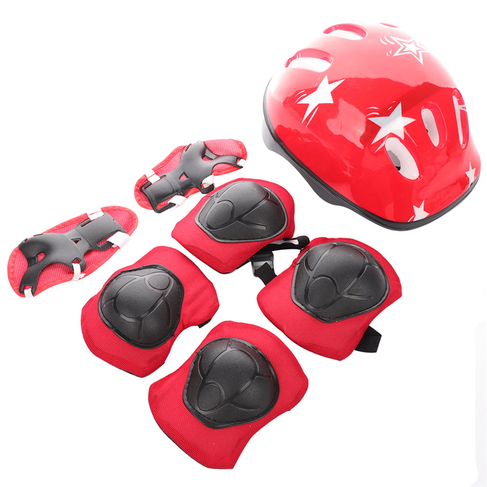 7pcs/Set Boys/Girls/Kids Safety Helmet W/ Knee+Elbow Pads Kit For Skating Bike 
