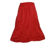 Mogul Women's Fashionista Skirt Red Embroidered Rayon Skirt