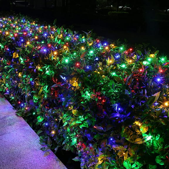 Christmas Net Lights Outdoor Waterproof, 96 LED 5ft x 5ft Plug in Net Bush Lights Outdoor Mesh Lights with Remote, 8 Modes Net Christmas Lights for Bushes, Multicolor
