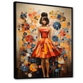 thumbnail image 2 of Designart "Retro Woman Portrait Mid Century Elegance III" Abstract Floater Framed Wall Art Print, 2 of 7