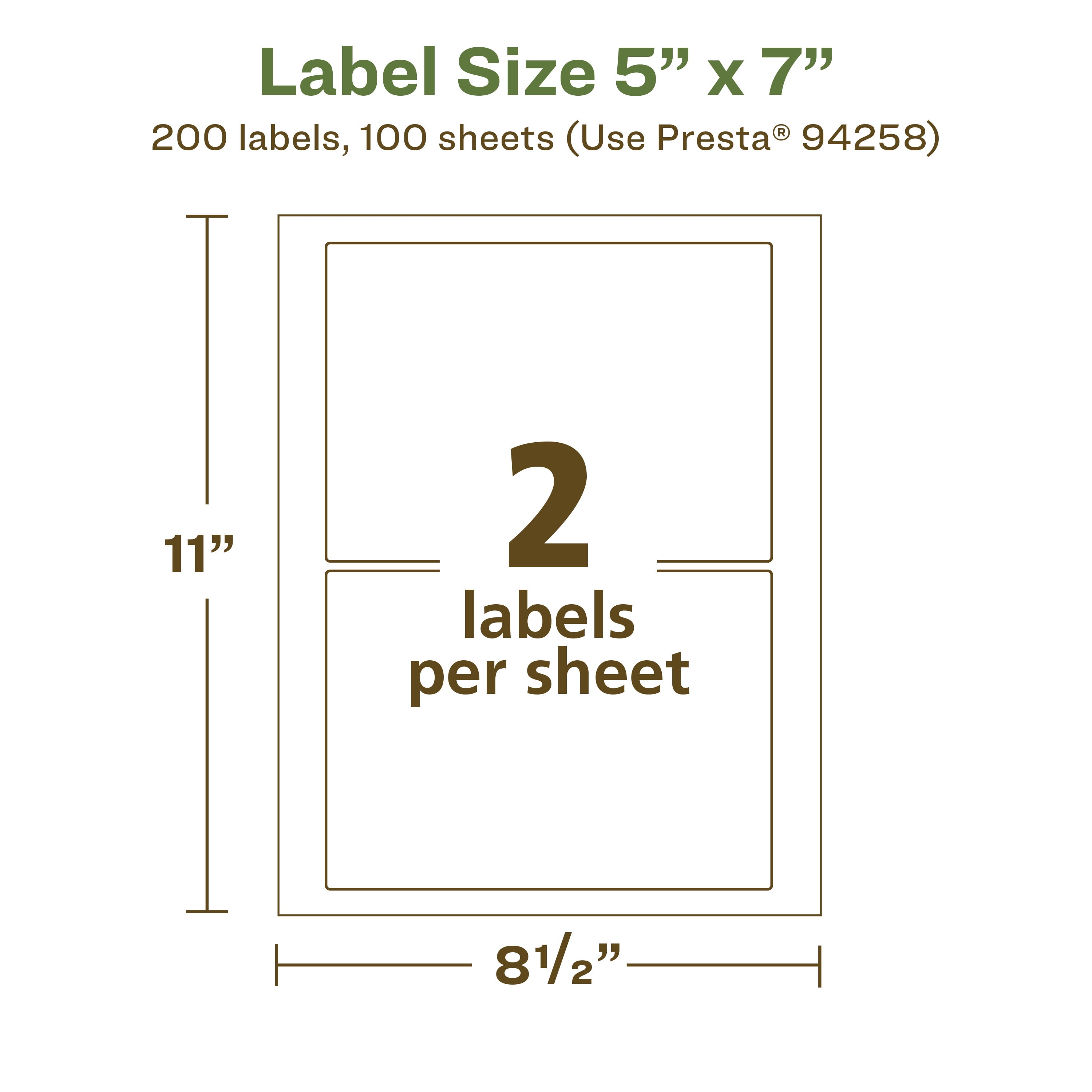 Avery EcoFriendly Rectangle Labels, 5" x 7", 200ct