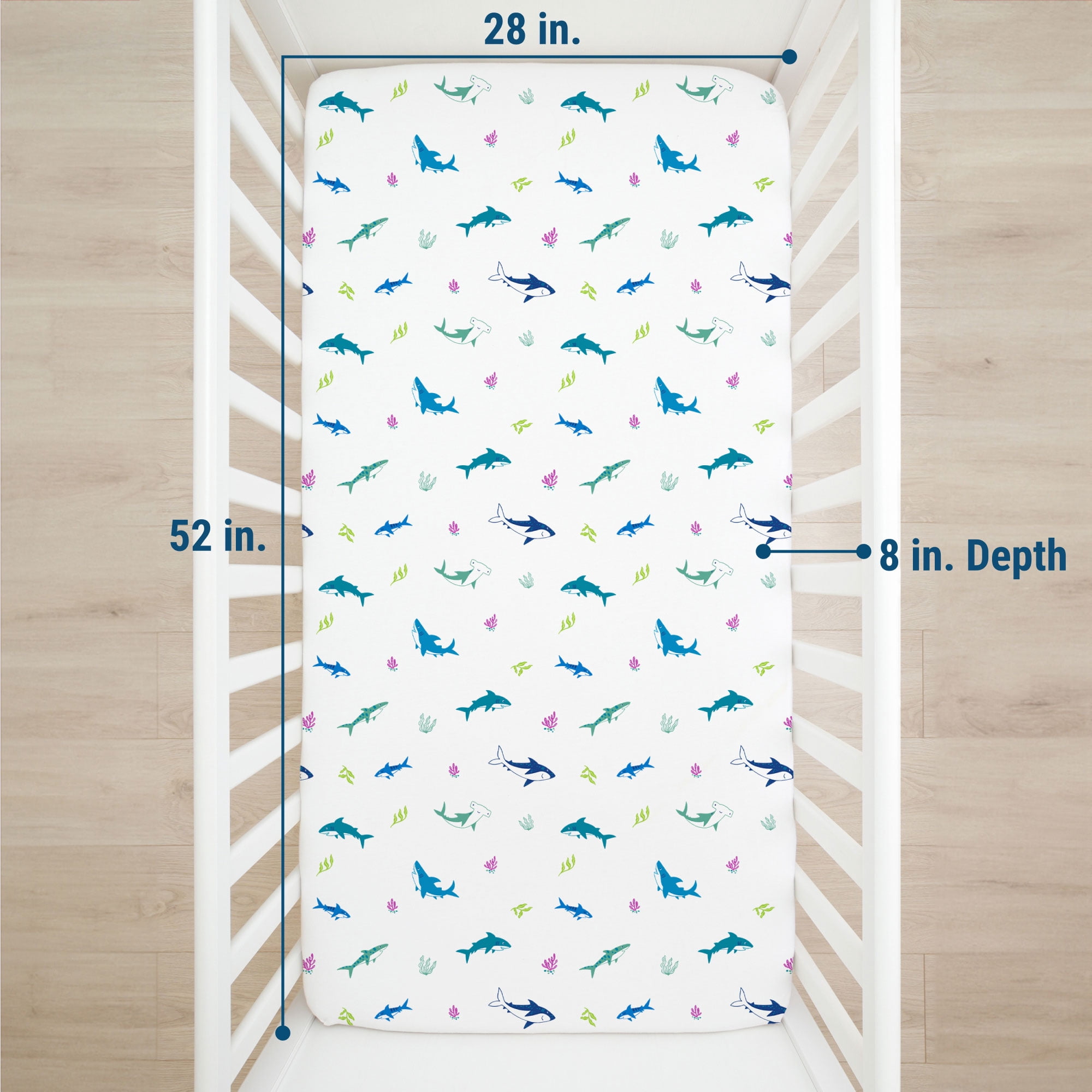 Shark Attack 100% Cotton Fitted Crib Sheet