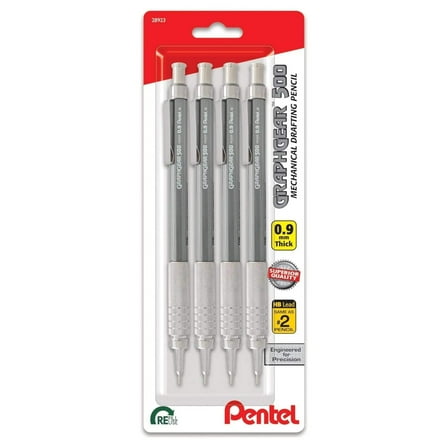 Pentel GraphGear 500 Mechanical Pencil, 0.9mm, 4-pk