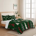 thumbnail image 5 of Quilts King Size Bedding Set, Green Christmas Lightweight Quilted Comforter, Xmas Trees Snowflakes Plaid Dots Rustic Soft Reversible Bedspread Coverlet with Pillow Covers for All Season, 96" x 106", 5 of 9