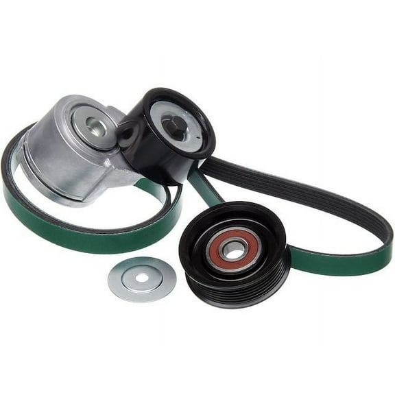 Air Conditioning Serpentine Belt Drive Component Kit - Compatible with 2004 - 2011 Peterbilt 387 14.9L 6-Cylinder Diesel 2005 2006 2007 2008 2009 2010