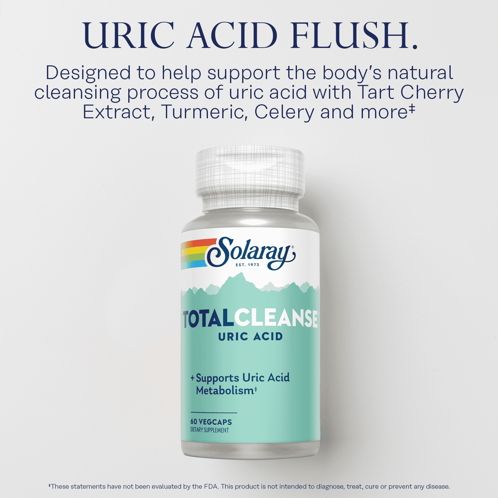 Solaray Total Cleanse Uric Acid | Tart Cherry, Bromelain, Quercetin and More | Joint Comfort Support | Vegan | 60 Caps