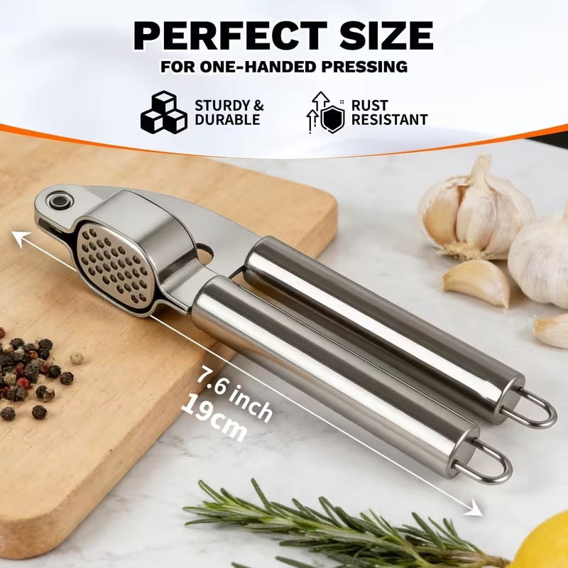 Comfort Grip Garlic Press - Rust-proof Garlic Chopping Tool - Ergonomic Design Garlic Press