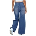 thumbnail image 7 of Miluxas Fashion Washed Elastic Waist Wide Leg Jeans for Women High Waisted Stretchy Pull On Jeans with Pockets Ideal for Business Casual Blue, 7 of 7