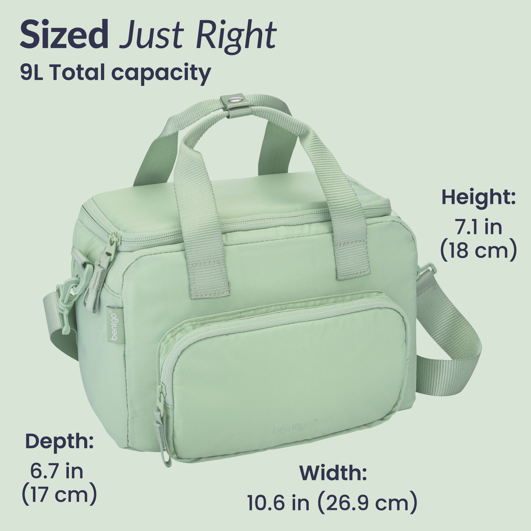 Bentgo Insulated Lunch Bag – Extra-Large Capacity Adult Lunch Bag with Shoulder Strap and External Storage Compartment, Durable, Lightweight, Ideal for Work, School, & Meals On the Go (Clay Green)