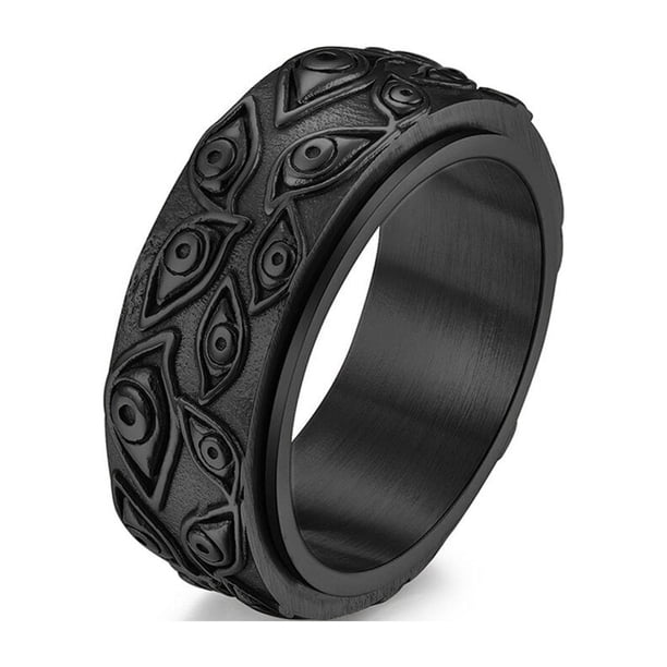 Jumpingount Anillo de banda giratorio fiesta de disfraces de cumpleaños nudillo estético hombres joyería regalos personalizados accesorios negro Type3 NO3